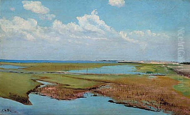 Summer landscape at Karrebaeksminde. Oil Painting by Laurits Andersen Ring