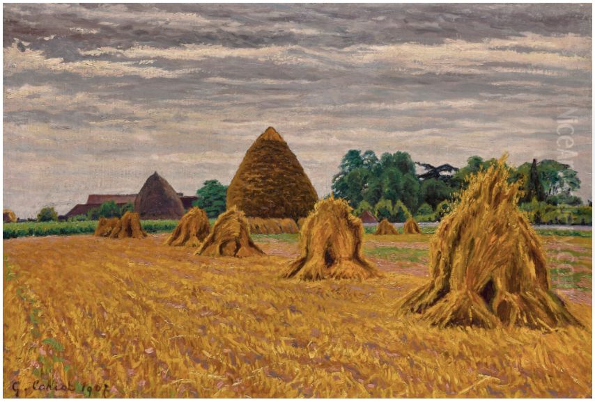 PERIGNY-SUR-YERRES MOISSON APRES ORAGE Oil Painting by Gustave Cariot