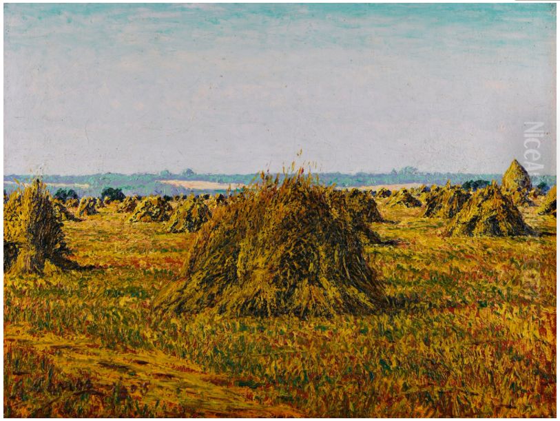 GERBES DE BLE A PERIGNY Oil Painting by Gustave Cariot