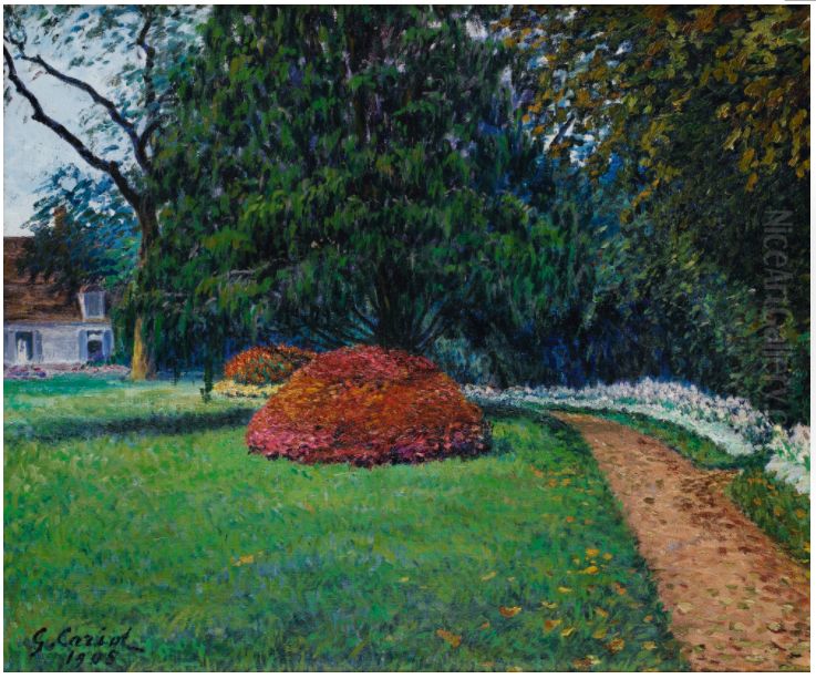 MASSIF DE COLEUS, TEMPS COUVERT D'AUTOMNE Oil Painting by Gustave Cariot
