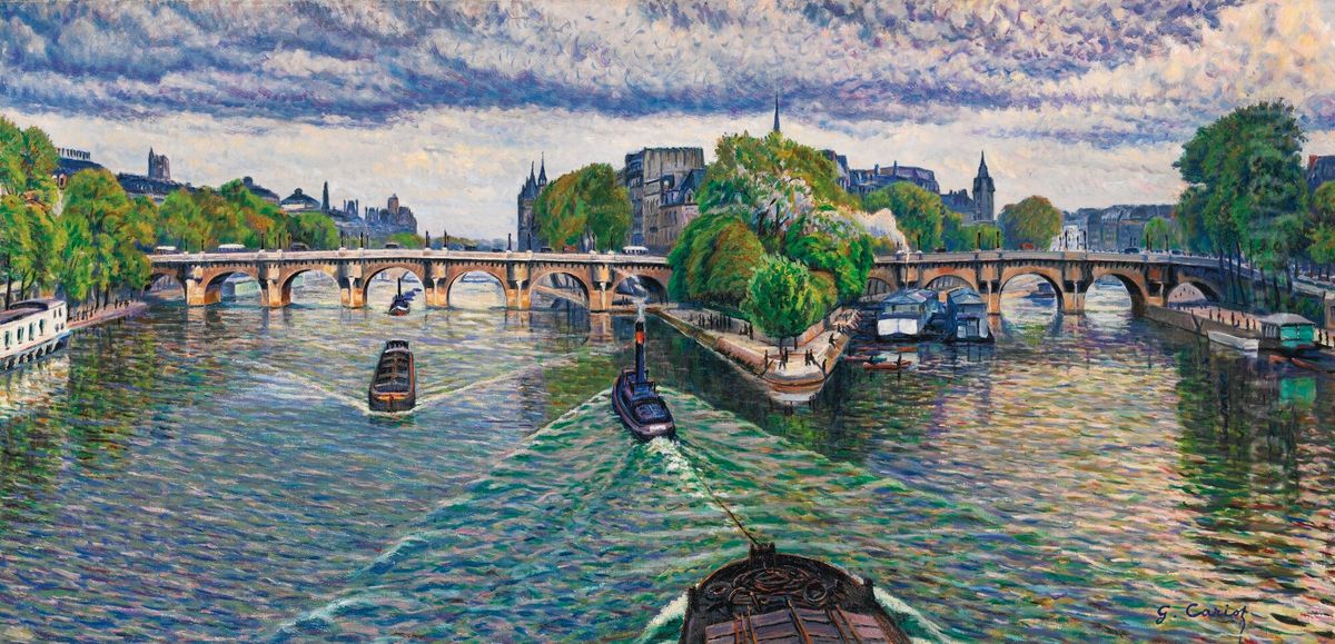 LES REMORQUEURS Oil Painting by Gustave Cariot