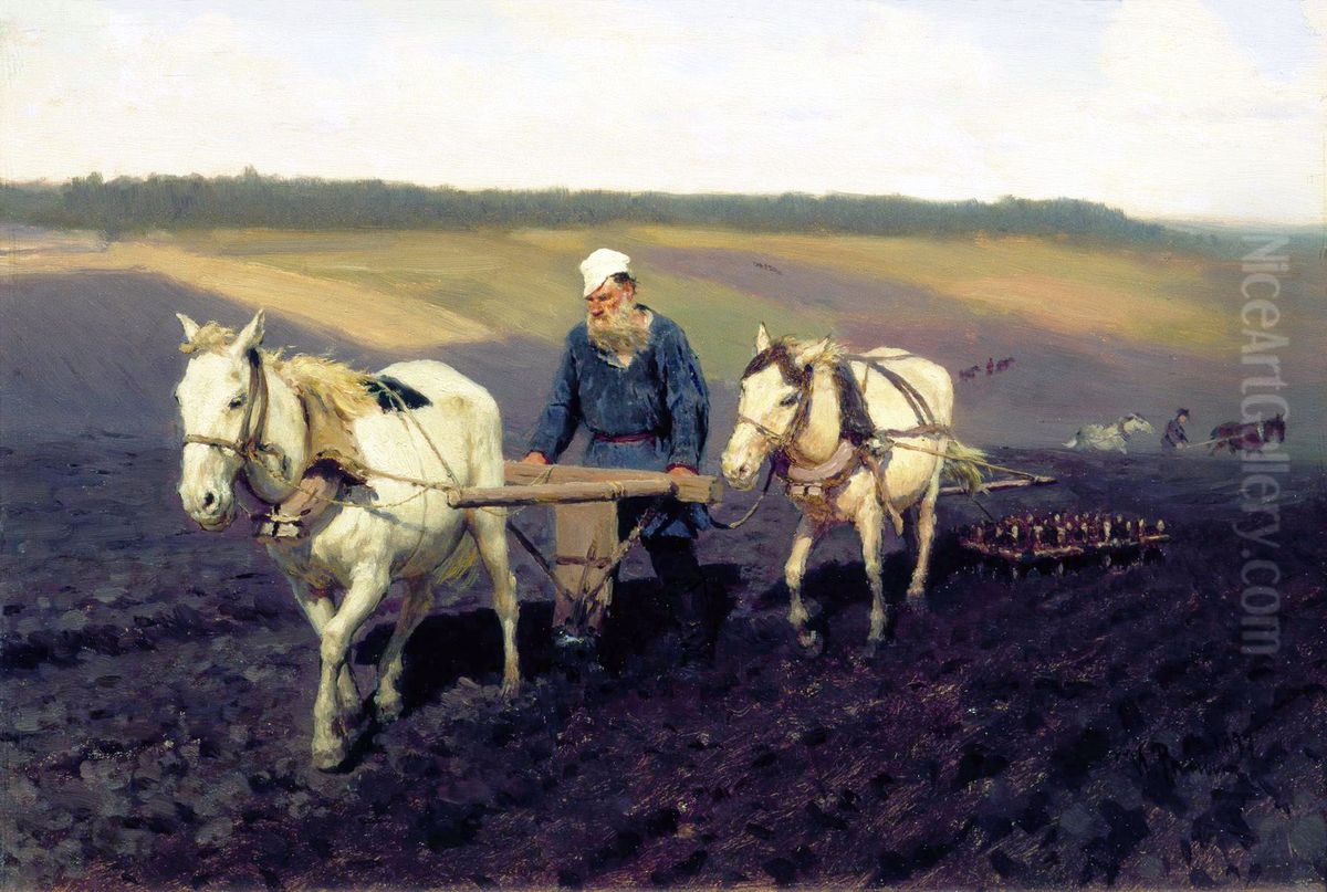 Ploughman. Oil Painting by Repin Iliya