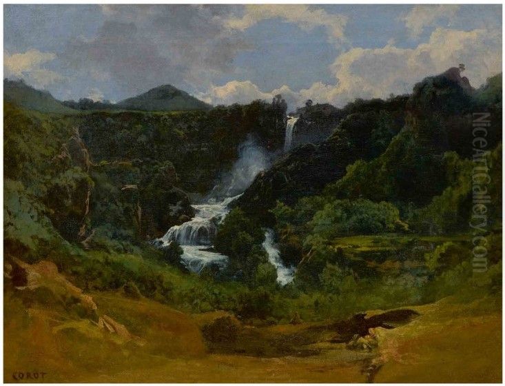 La Cascade de Terni Oil Painting by Jean-Baptiste Camille Corot