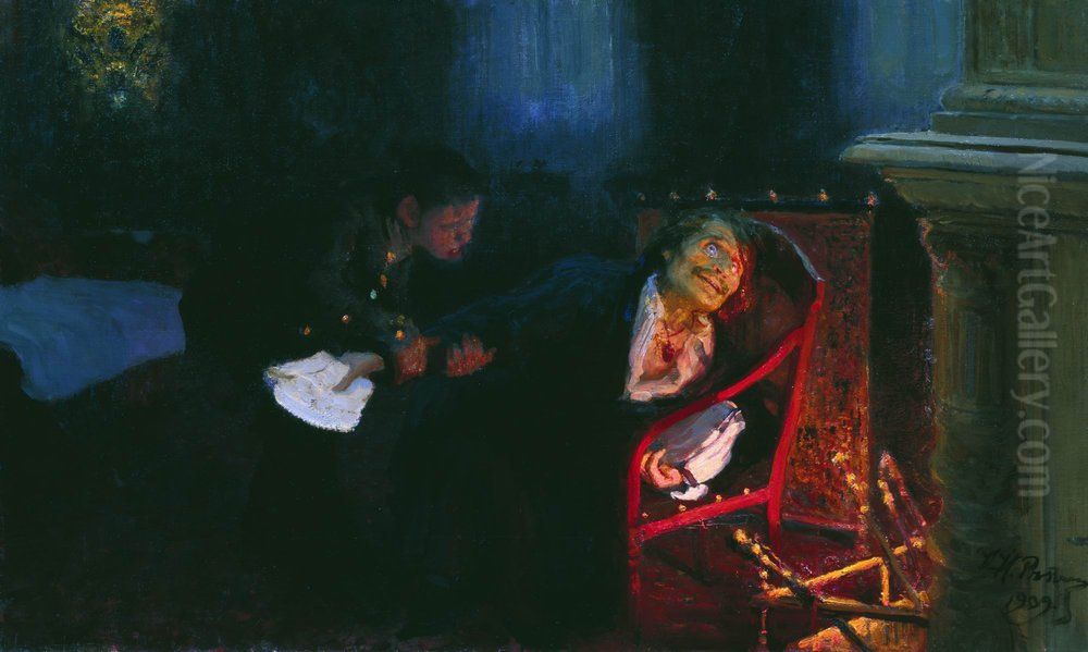 Gogol burning the manuscript of the second part of 