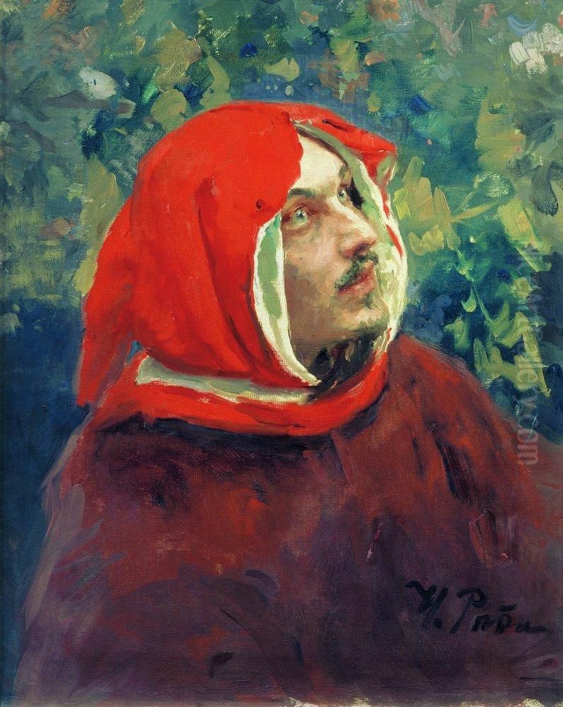 Retrato de Dante. Estudio. Oil Painting by Repin Iliya