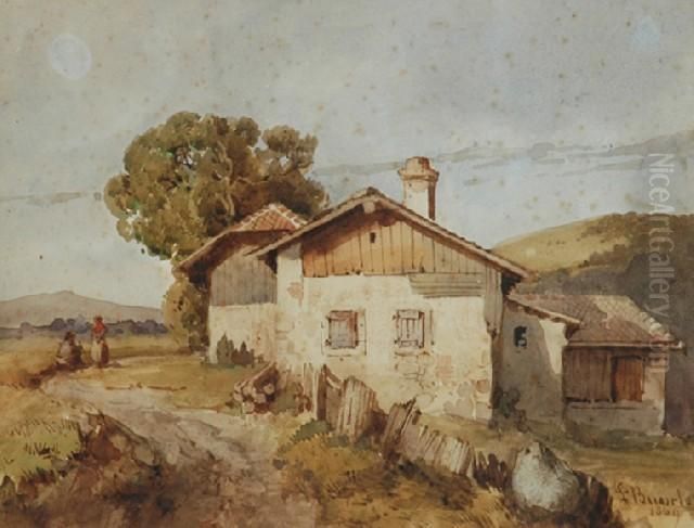 Swiss Chalet Oil Painting by Abraham Louis Buvelot