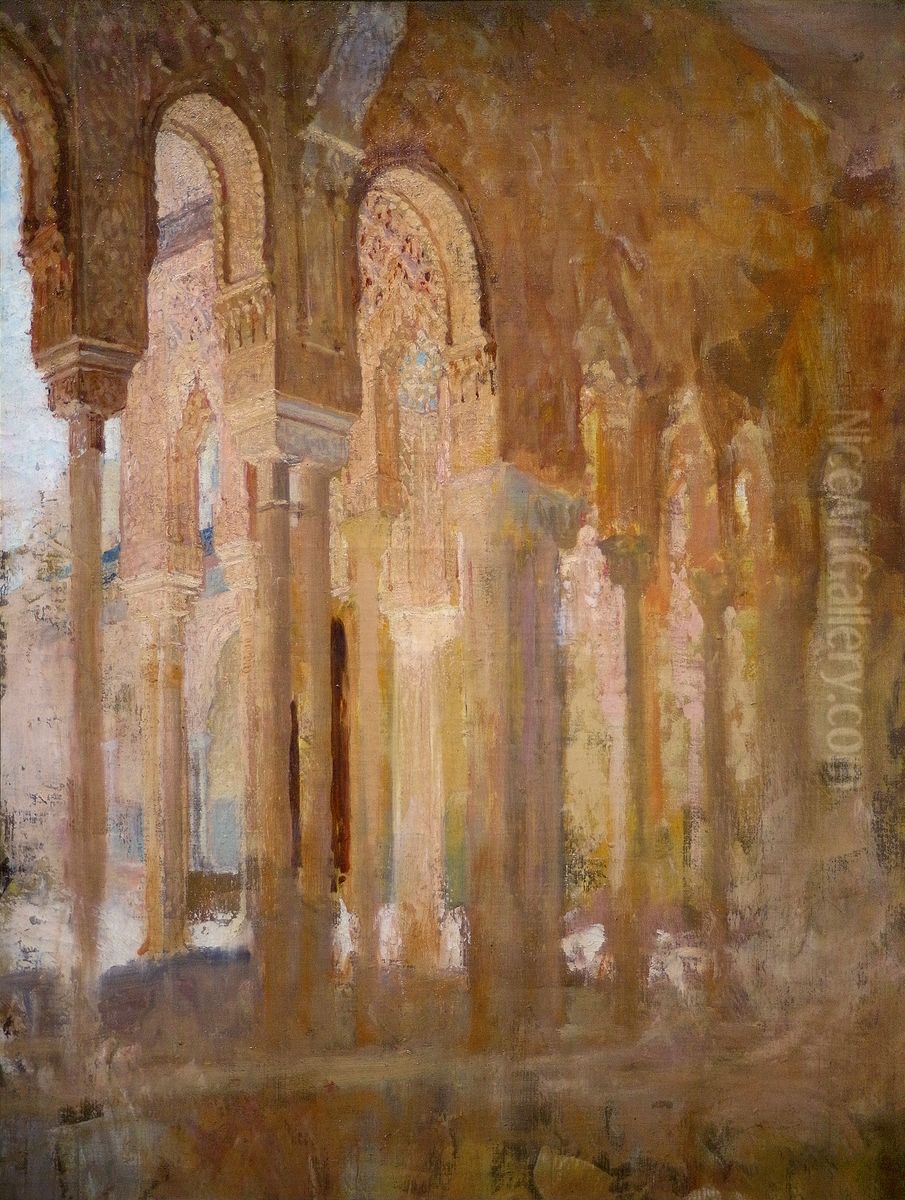Colonnade du Patio des Lions de l'Alhambra Oil Painting by Regnault Henri