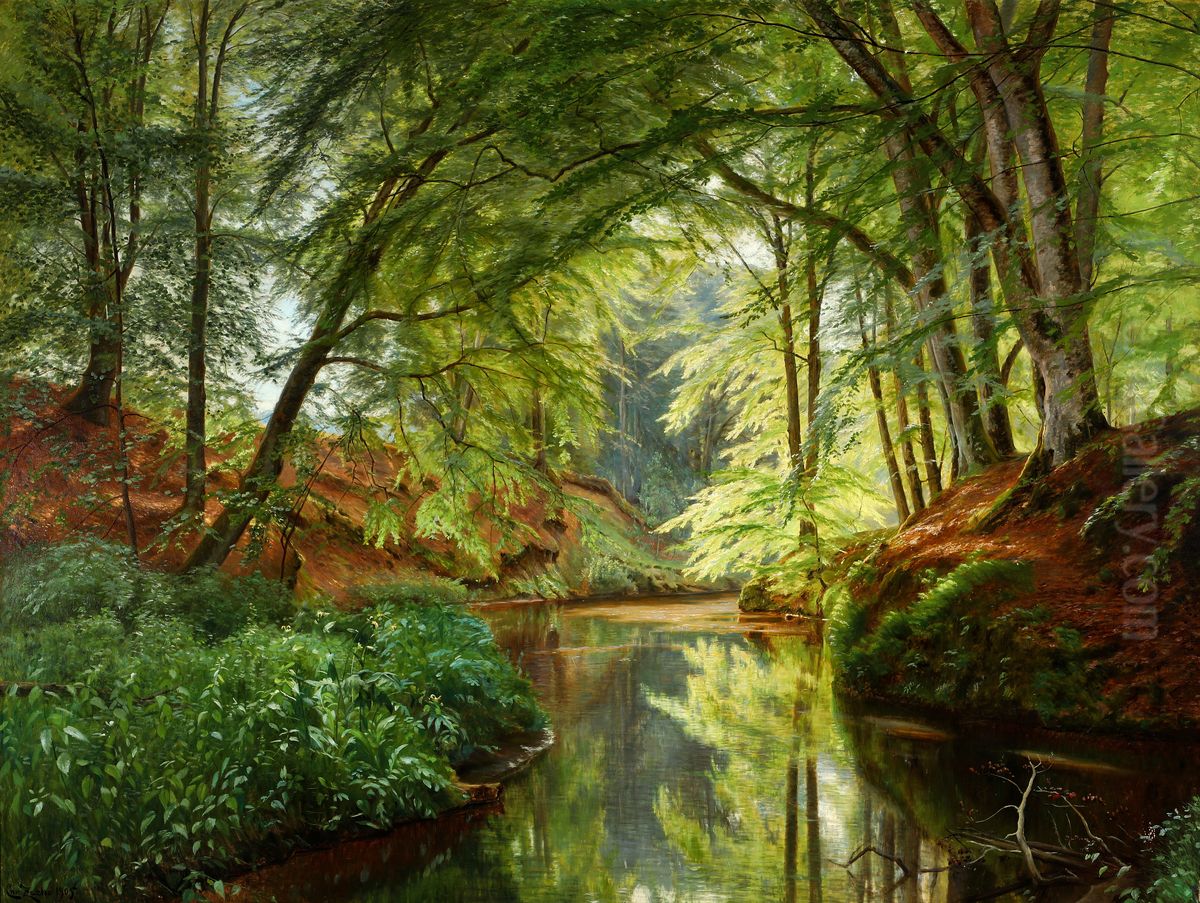 Skovparti med lysning Oil Painting by Christian Zacho