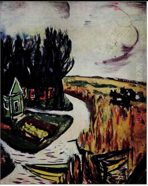 Landschaft mit Kuhen Oil Painting by Max Beckmann