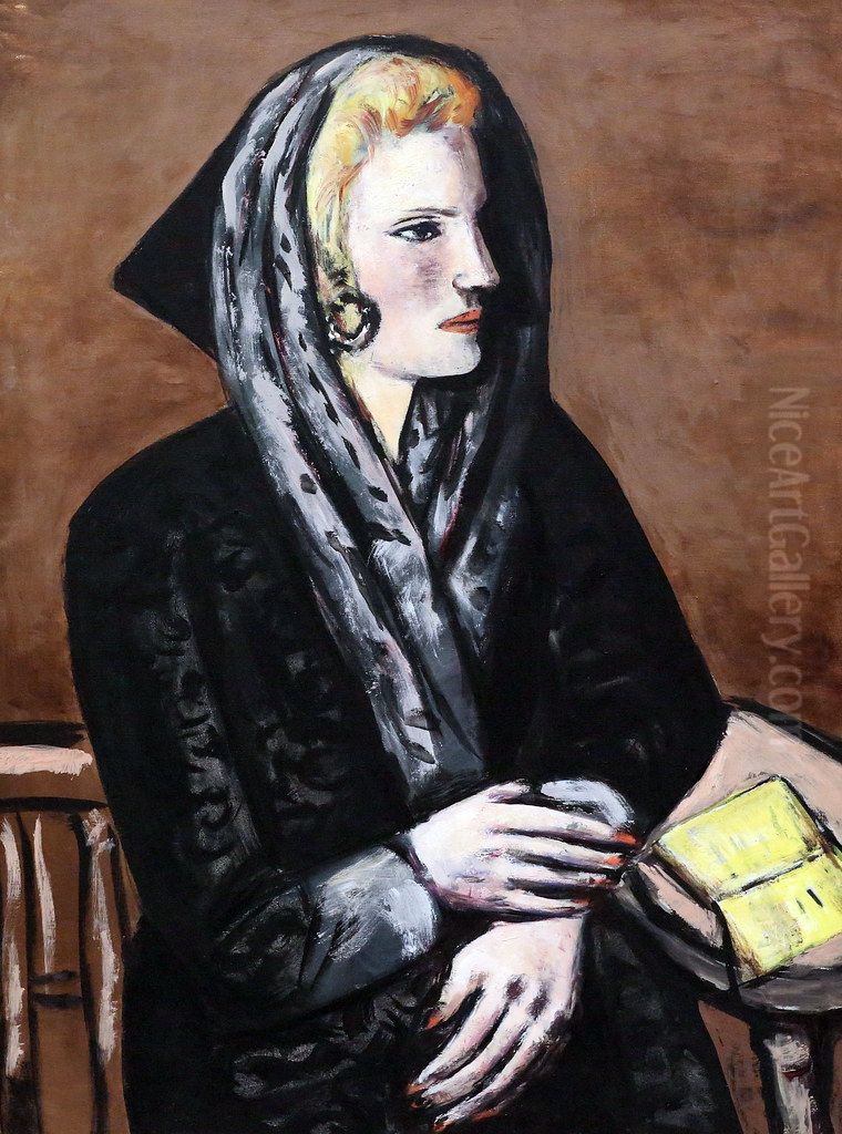 Lady in gray cap Oil Painting by Max Beckmann