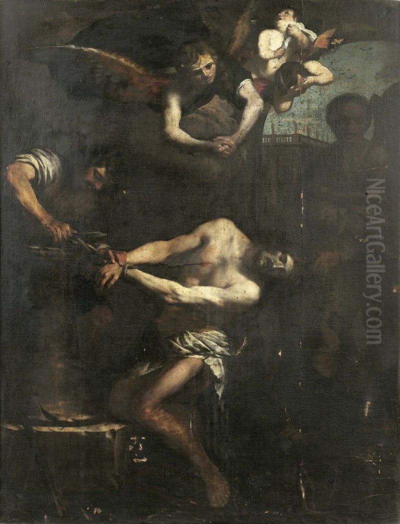 CHRIST ON THE COLUMN Oil Painting by Pietro Novelli
