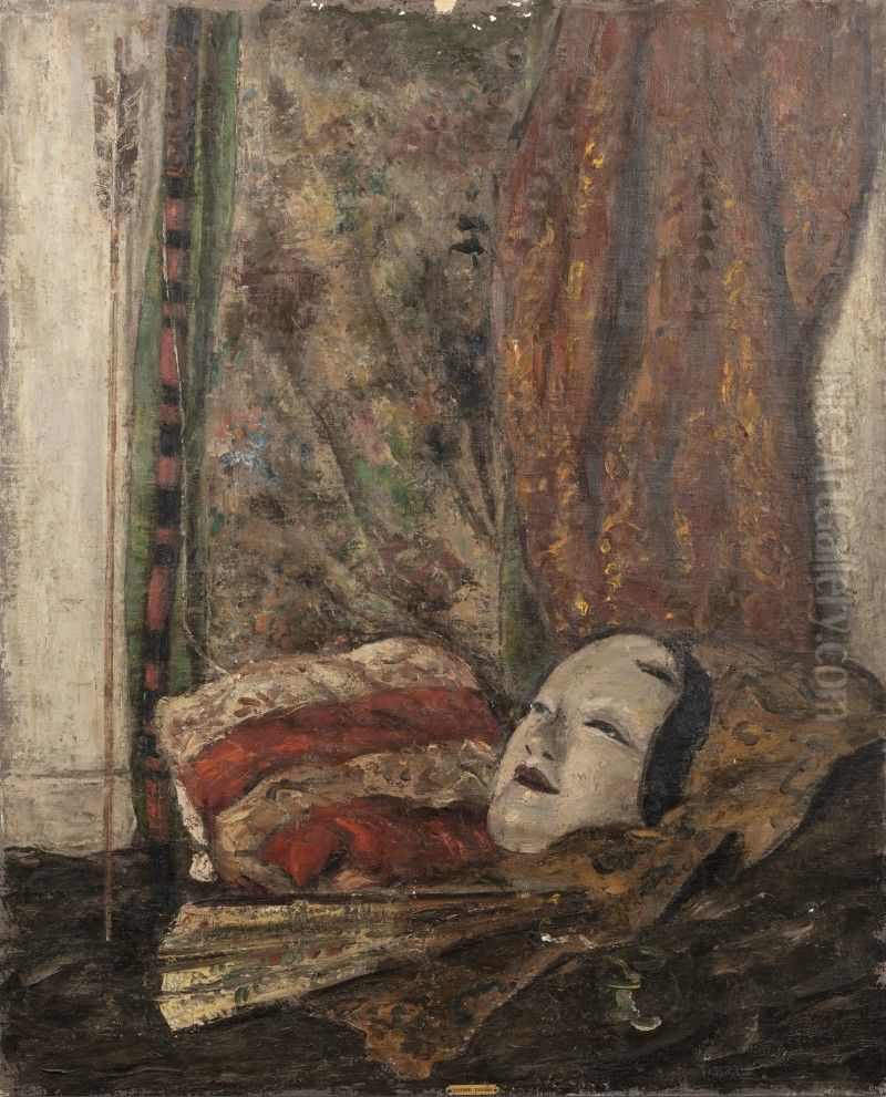 STILL LIFE WITH A MASK, ALSO KNOWN AS THE MASK Oil Painting by Yasushi Tanaka