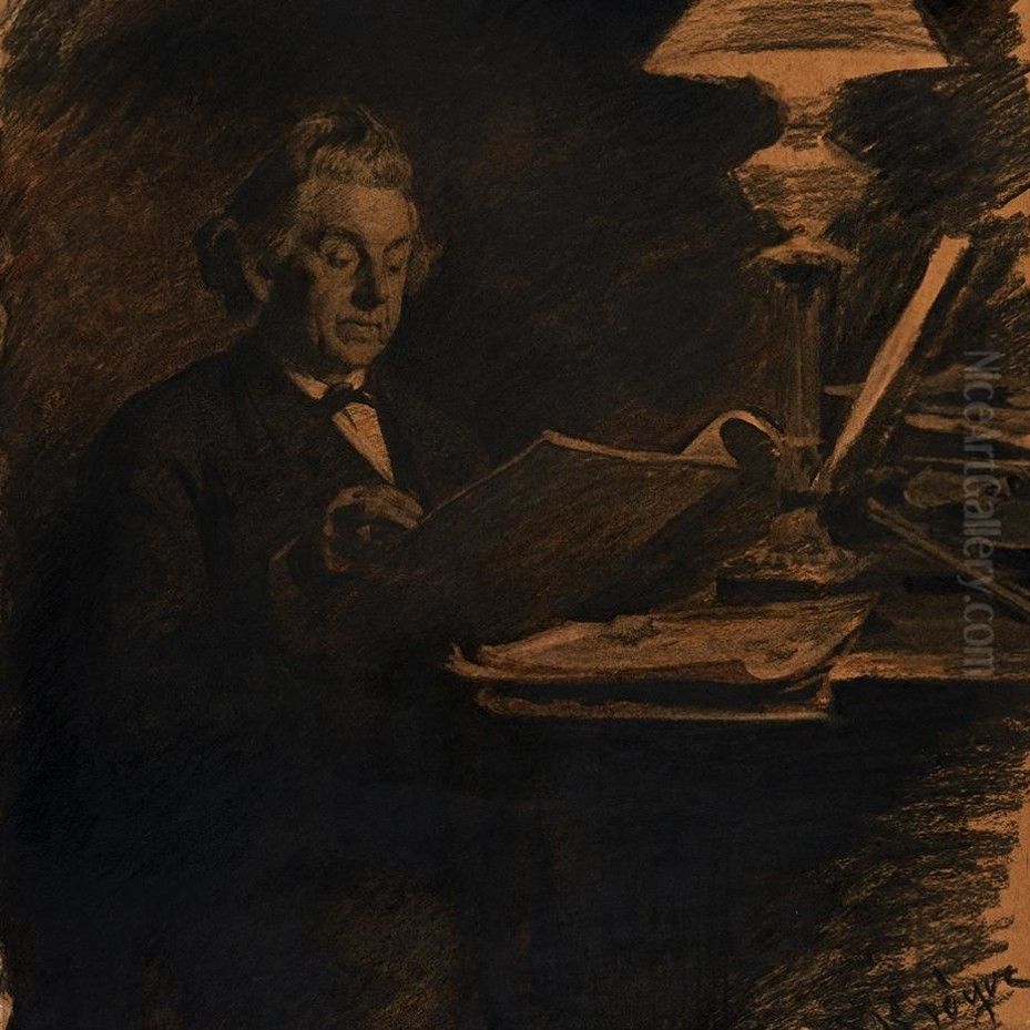 Portrait of Niels W. Gade Oil Painting by Peder Severin Kroyer