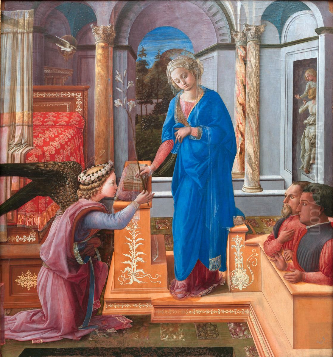 Maria Verkundung mit Stiftern Oil Painting by Filippo Lippi