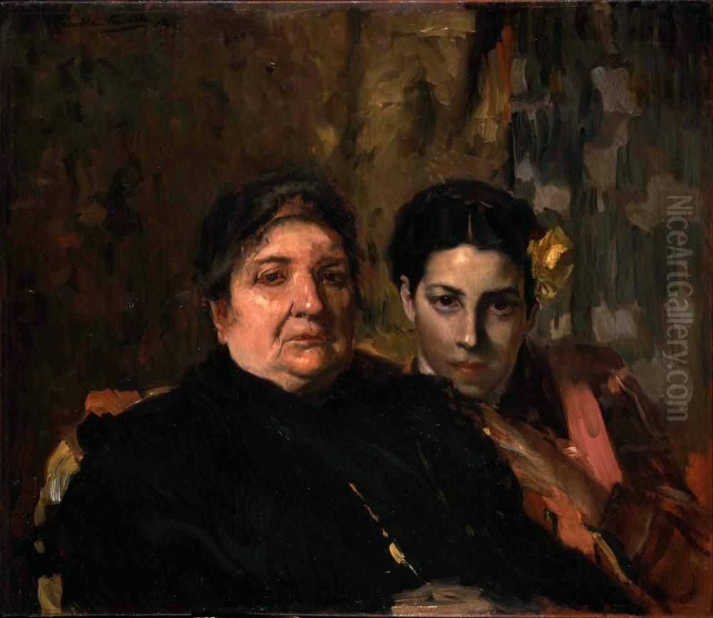 Maria and Her Grandmother Oil Painting by Joaquin Sorolla