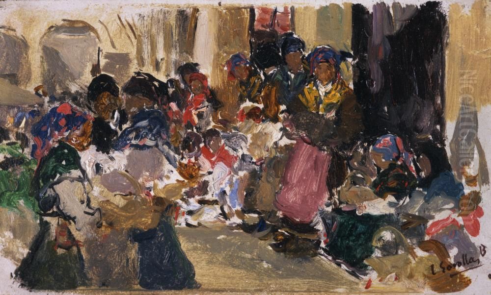 Market, Leon (Arcade) Oil Painting by Joaquin Sorolla