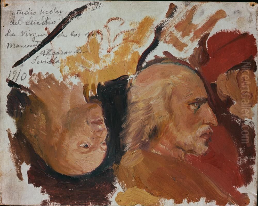 Columbus Leaving Palos.  Sketches after the Painting, La Virgen de los Navegantes, by Alejo Fernandez Oil Painting by Joaquin Sorolla