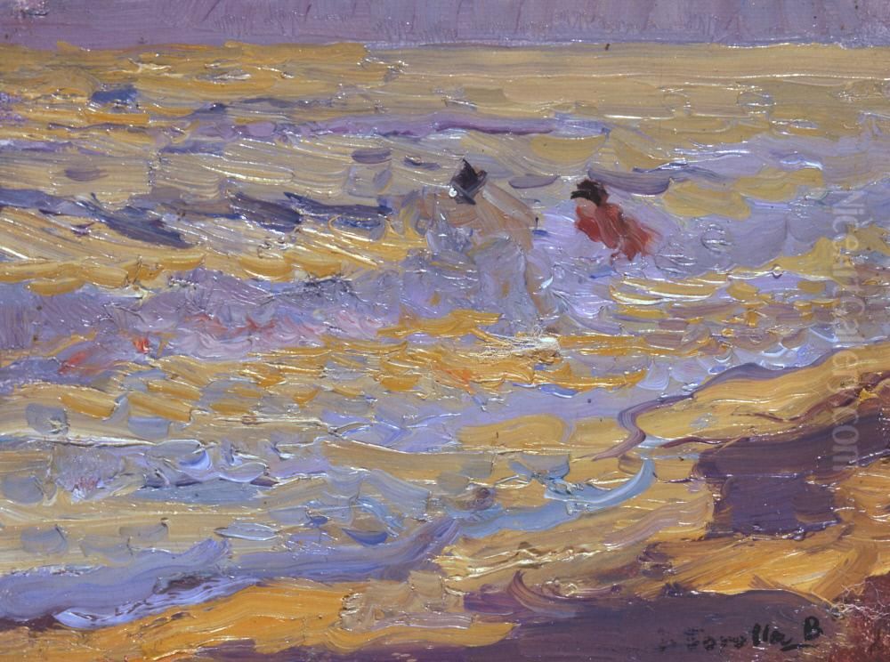 The Beach, Valencia (Two Bathers) Oil Painting by Joaquin Sorolla