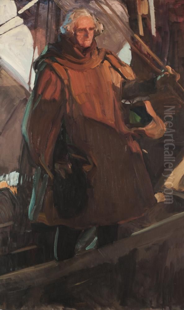 Columbus Leaving Palos (In Half-Shadow) Oil Painting by Joaquin Sorolla