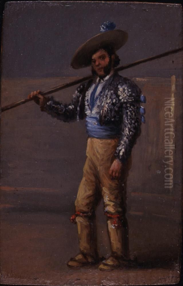 Picador with Lance Oil Painting by Valeriano Becquer