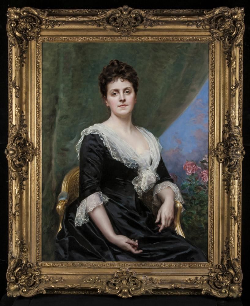 Mrs. Virginie Migeon Swift Oil Painting by Raimundo de Madrazo y Garreta