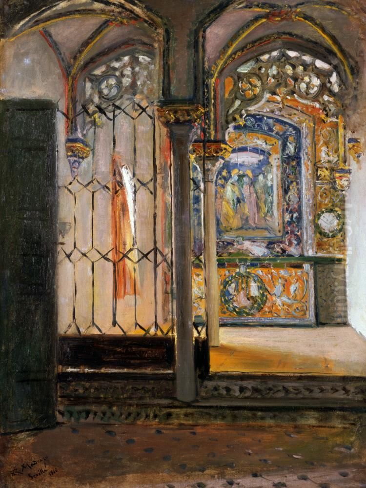 Recuerdo de la Capilla del Alcazar de Sevilla Oil Painting by Raimundo de Madrazo y Garreta