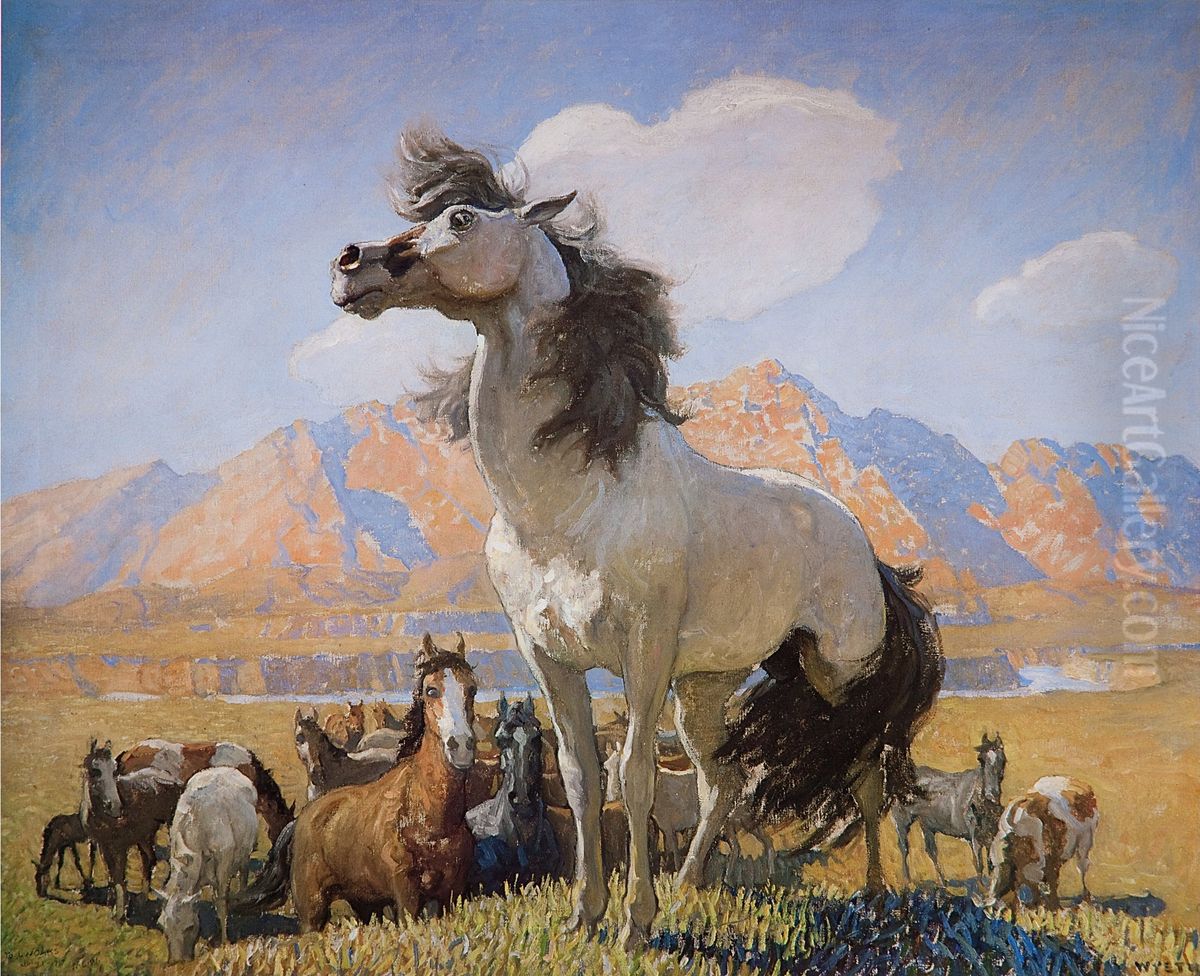 Smokey Face Oil Painting by N. C. Wyeth