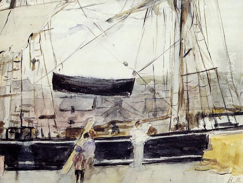 Boat on the Quay Oil Painting by Berthe Morisot