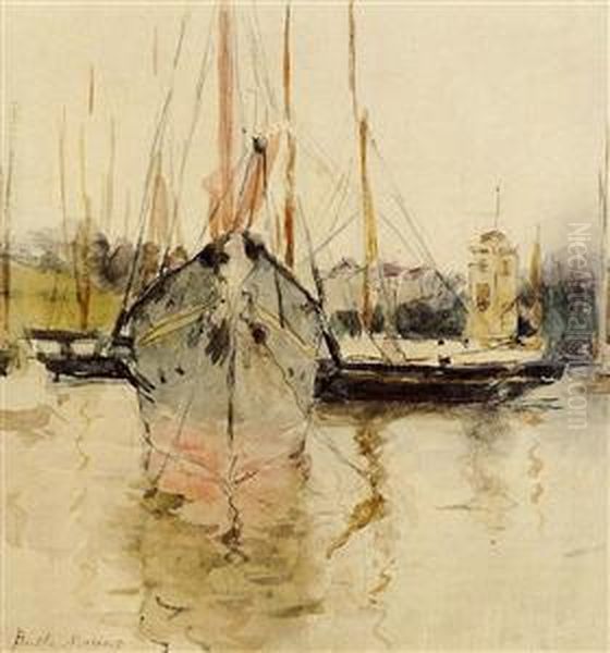 Boats (Entry of the Midina to the Isle of Wight) Oil Painting by Berthe Morisot