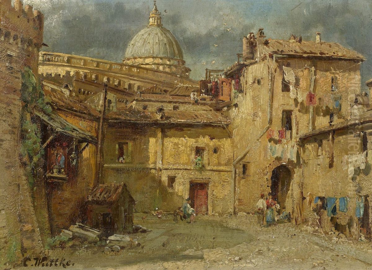 In den Strassen von Rom. Oil Painting by Carl Wuttke