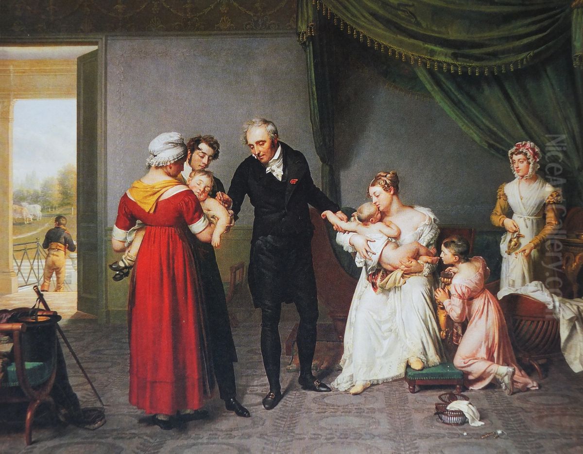 Le medecin Jean Louis Alibert (1768-1837) procedant a unevaccinationanti-variolique Oil Painting by Constant-Joseph Desbordes