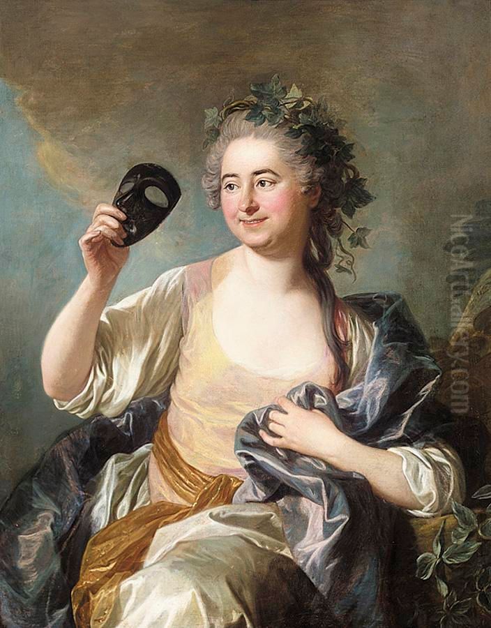 Portrait of Francoise-Marie-Jeanne Picquefeu de Longpre (ca 1727-1789), as Thalia, Muse of Comedy Oil Painting by Louis-Michel Van Loo