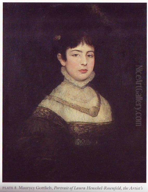 Portrait of Laura Henschel-Rosenfeld Oil Painting by Maurycy Gottlieb