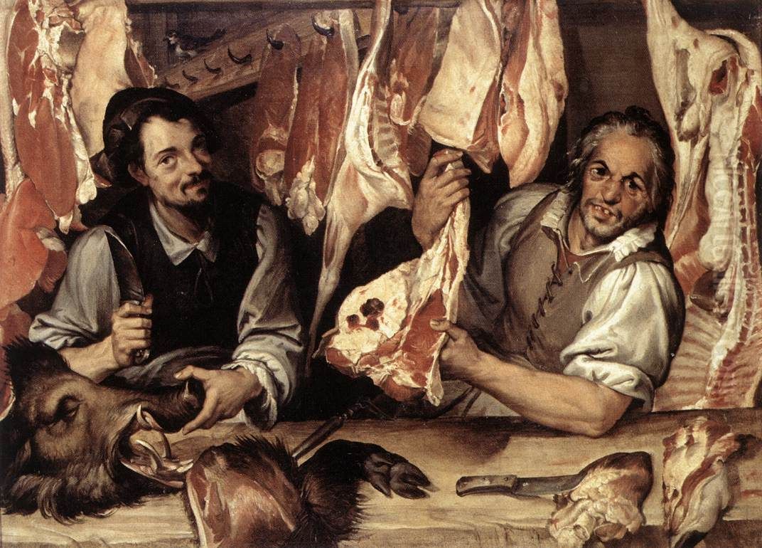 The Butcher's Shop Oil Painting by Bartolomeo Passarotti