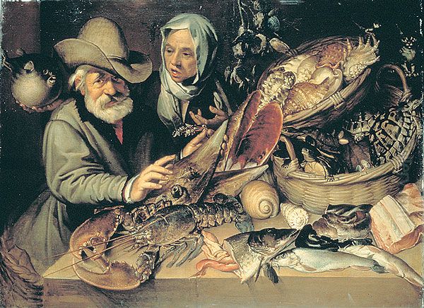 The fish stall Oil Painting by Bartolomeo Passarotti
