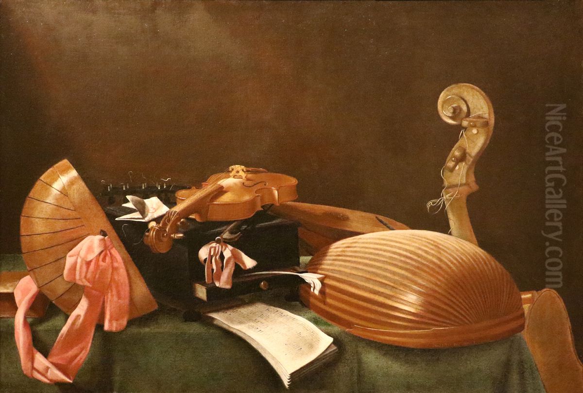 Music instruments Oil Painting by Evaristo Baschenis