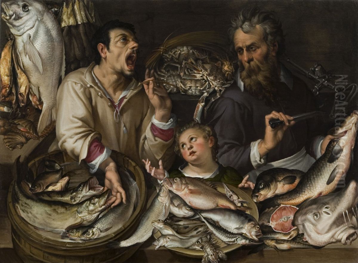 The Fishmongers Oil Painting by Bartolomeo Passarotti