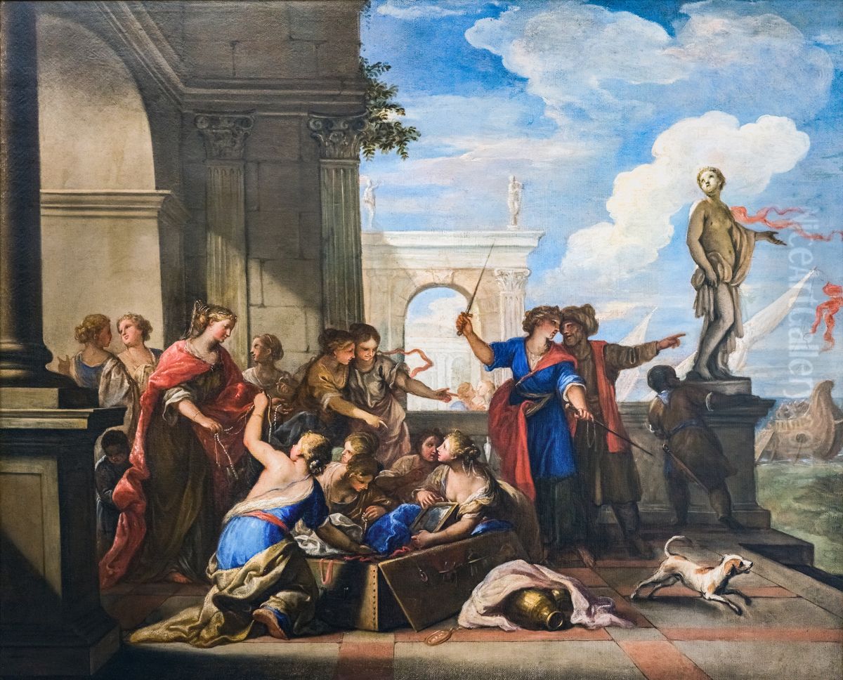Achilles and the daughters of Lycomedes Oil Painting by Niccolo Bambini