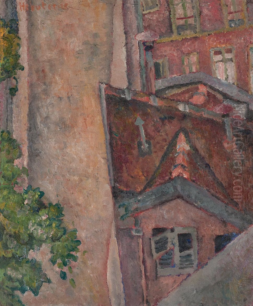 The red roofs Oil Painting by Jeanne Hebuterne