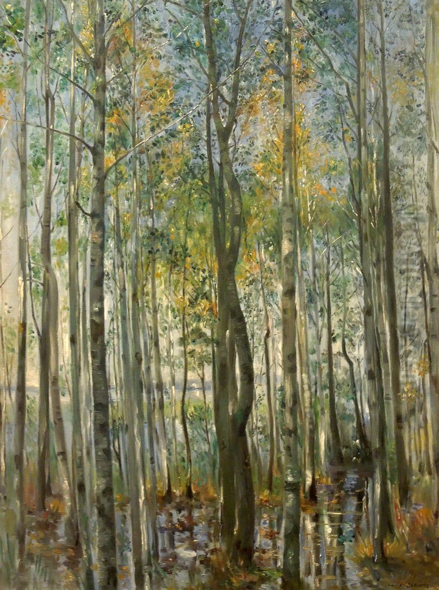 A Forest. Flooding on Lake Starnberg Oil Painting by Lovis (Franz Heinrich Louis) Corinth