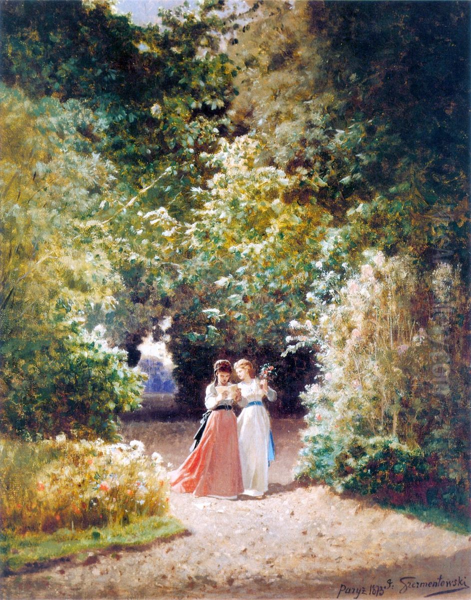 In the Park. Oil Painting by Jozef Szermentowski