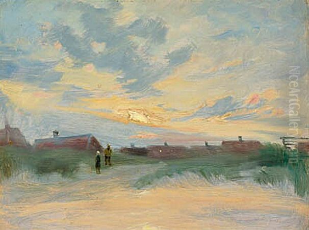 Study of the sky. Sunset over Skagen. Oil Painting by Peder Severin Kroyer