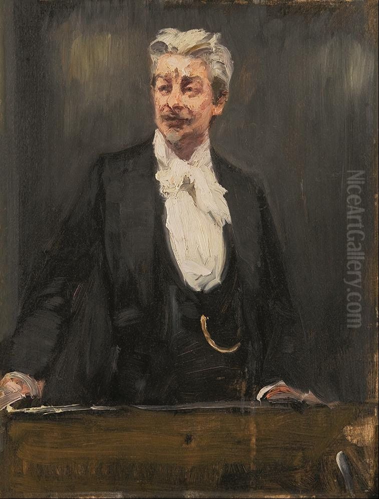 Portrait of Georg Brandes lecturing Oil Painting by Peder Severin Kroyer