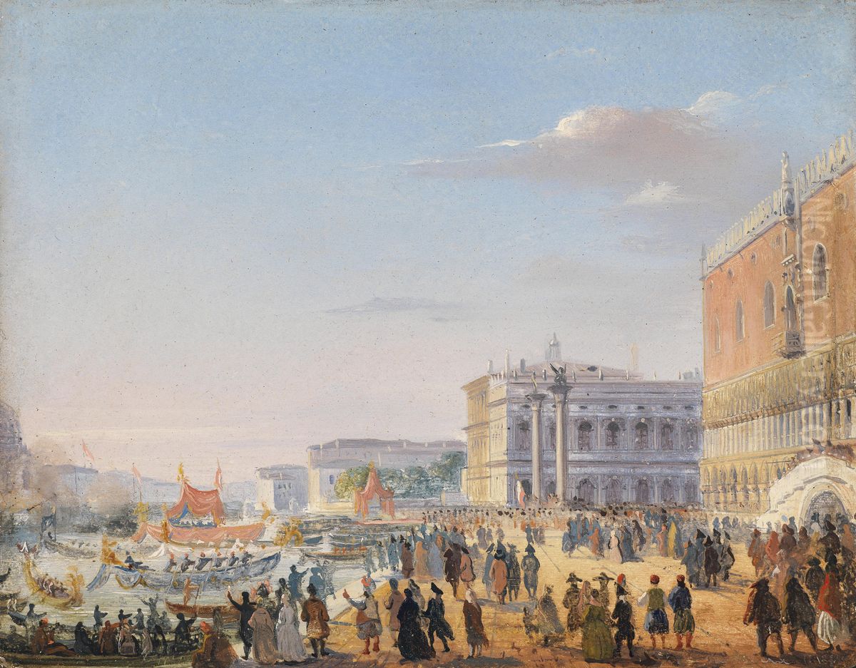 Arrival of Emperor Franz Joseph and Empress Elisabeth of Austria Oil Painting by Ippolito Caffi