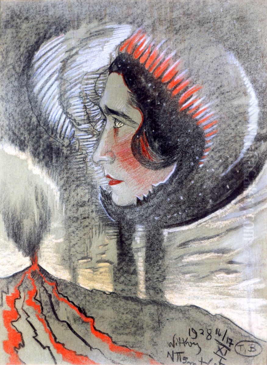 Portrait of Irena Krzywicka Oil Painting by Stanislaw Ignacy Witkiewicz (Witkacy)