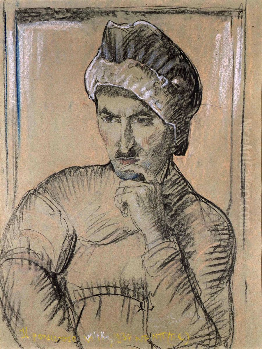 Portrait of Jan Jozef Glogowski - The Pensioner Oil Painting by Stanislaw Ignacy Witkiewicz (Witkacy)