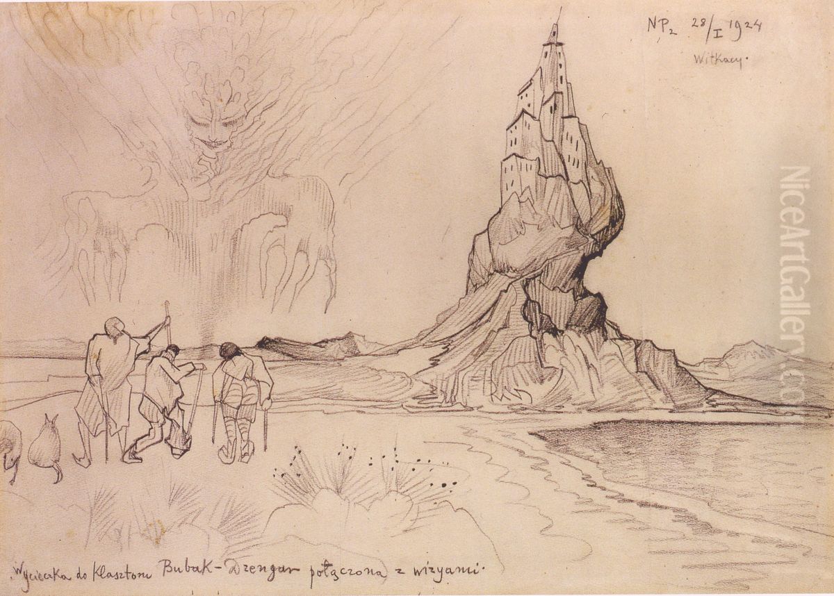 Wycieczka do klasztoru... Oil Painting by Stanislaw Ignacy Witkiewicz (Witkacy)