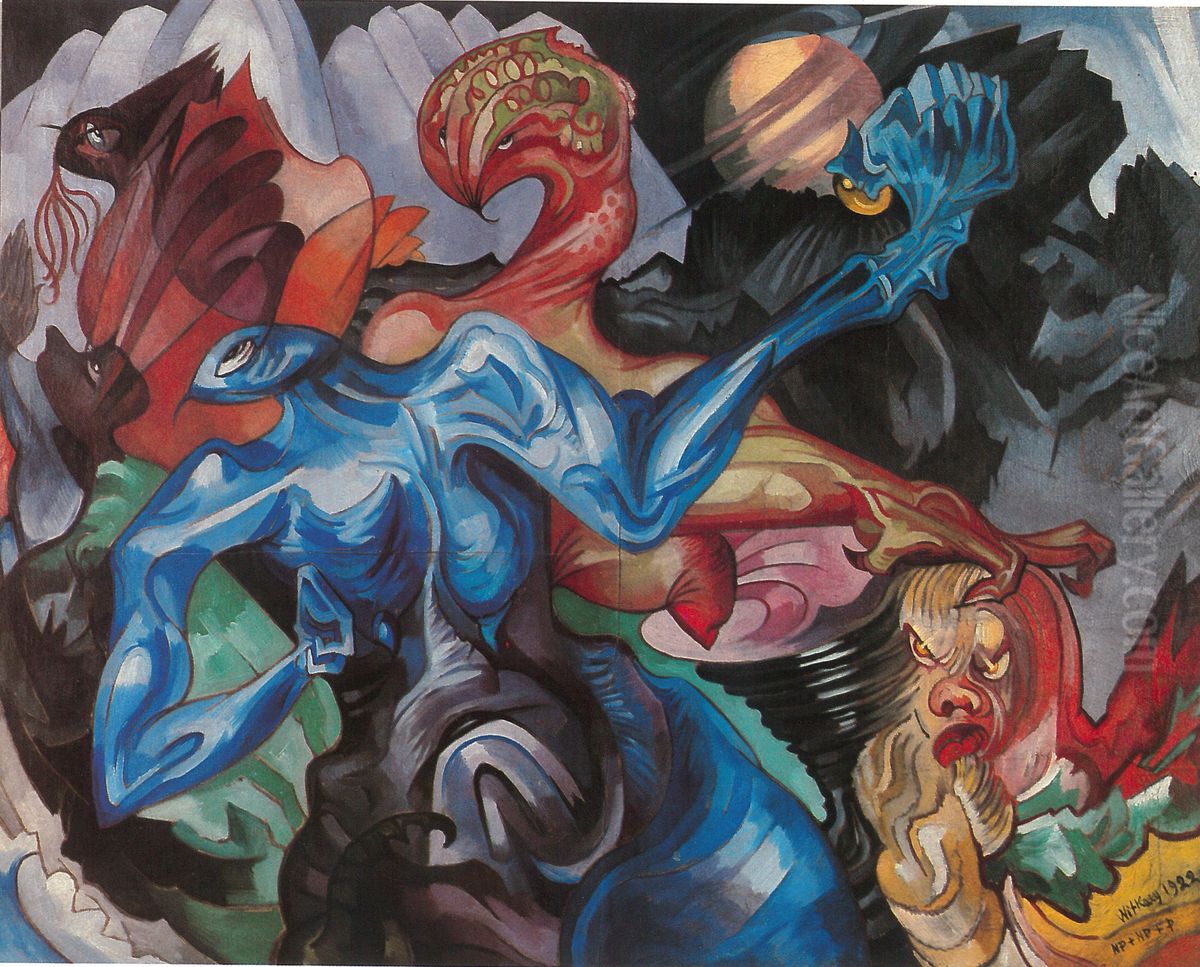 Kompozycja. Oil Painting by Stanislaw Ignacy Witkiewicz (Witkacy)