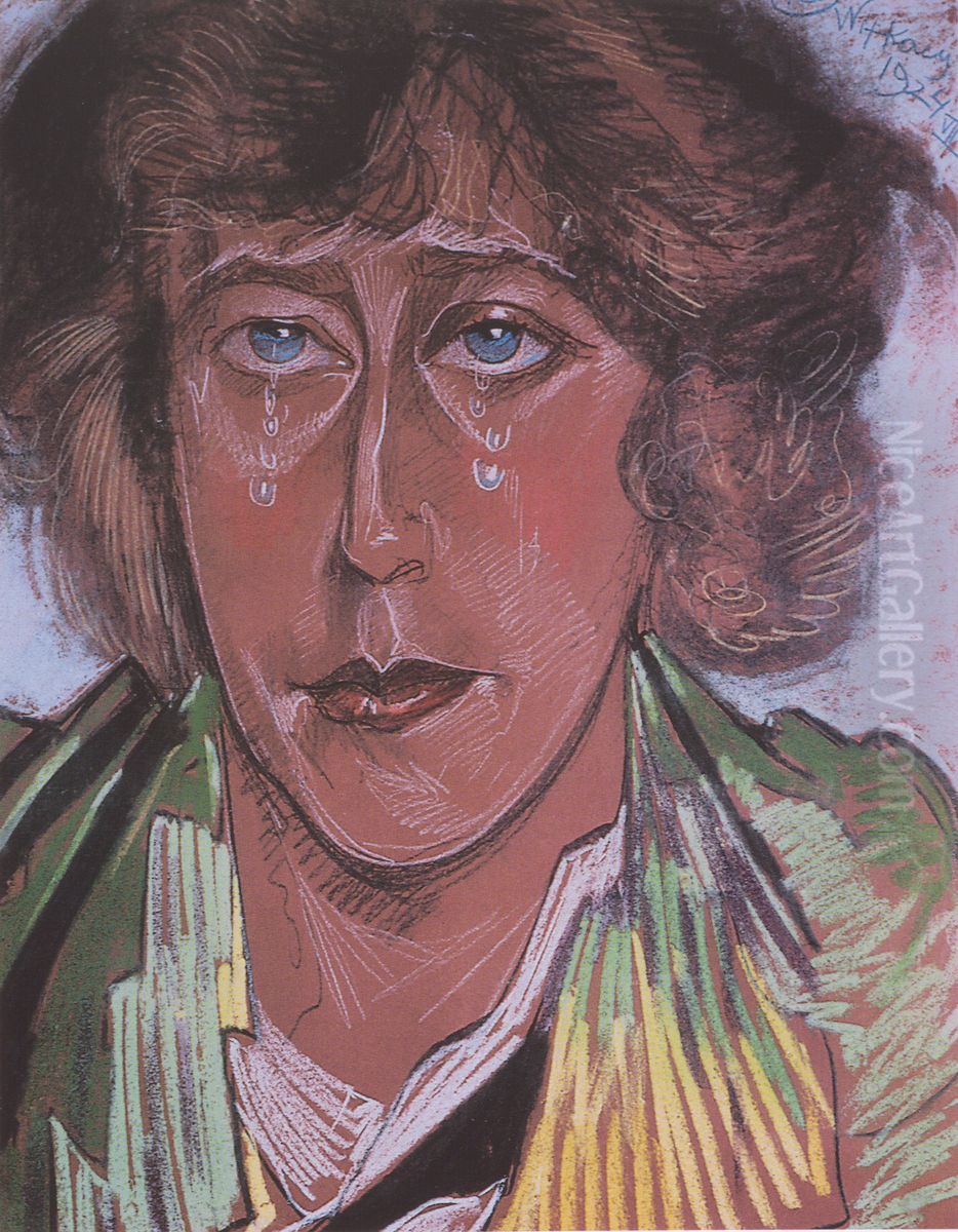 Portret Marii Pawlikowskiej-Jasnorzewskiej Oil Painting by Stanislaw Ignacy Witkiewicz (Witkacy)