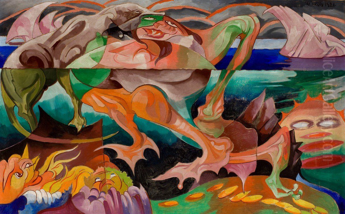 Drowned women. Oil Painting by Stanislaw Ignacy Witkiewicz (Witkacy)